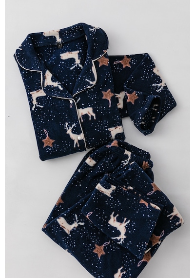 Nisanca Kışlık Yılbaşı Desenli Kadın Gömlek Polar Pijama Takımı- Geyikli Yılbaşı Pijaması- Büyük Beden Pijama Lacivert Nisanca Kışlık Yılbaşı Desenli Kadın Gömlek Polar Pijama Takımı- Geyikli Yılbaşı Pijaması- Büyük Beden Pijama Lacivert