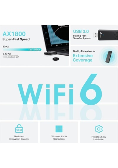 Tp-link Wifi Stick 6 Güçlü Ax1800mbps, Archer Tx20u, Wlan Usb Ada