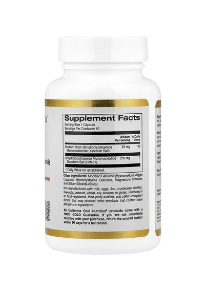 California Gold Nutrition, Nmnh, 250 Mg, 60 Veggie Capsules Aromasız