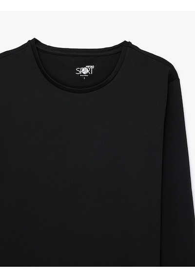 Koton Regular Fit Bisiklet Yaka Uzun Kollu Basic Spor Tişört Siyah 6sam10119nk
