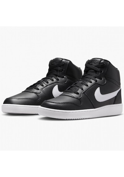 Nike Ebernon Mid Triple Leather Erkek Sneaker Hakiki Deri Bilekli Spor Ayakkabı Siyah
