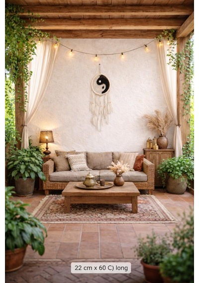 Yin Yang Rüya Kapanı Duvar Süsü El Yapımı Makrome Dreamcatcher Bohem Duvar Dekoru Tüylü Bambu Kasnak Ev Dekorasyonu 73446386