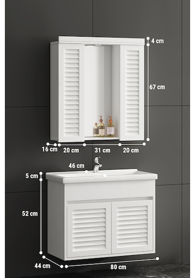 Çuha 80 Cm Beyaz Mdf Panjurlu Asma Banyo Dolabı Takımı Beyaz Çuha 80 Cm Beyaz Mdf Panjurlu Asma Banyo Dolabı Takımı Beyaz