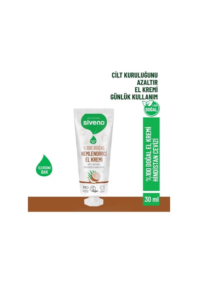 %100 Doğal El Ve Vücut Kremi Hindistan Cevizi Avokado Yoğun Nemlendirici Onarıcı Vegan 30 Ml