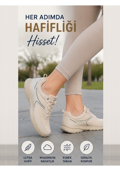Walkmax Pro Bej Kadın Ultra Hafif Ekstra Rahat Ortopedik Nefe...