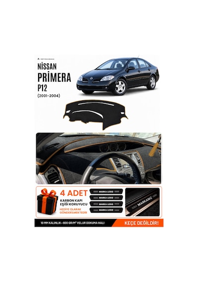 Nissan Primera P12 2001-2004 Uyumlu Torpido Örtüsü, Torpido Kılıfı - Siyah-kahverengi - Nı015
