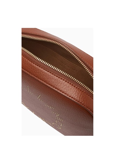 Stella Mccartney Alter Mat Vegan Deri Studded Logo, Mini Kamera Omuz Çantası Kahverengi