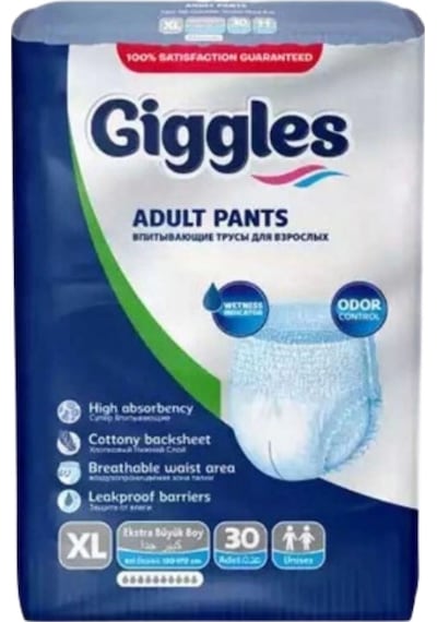 Giggles Külotlu Yetişkin Hasta Bezi Ekstra Büyük Boy XL 30'lu