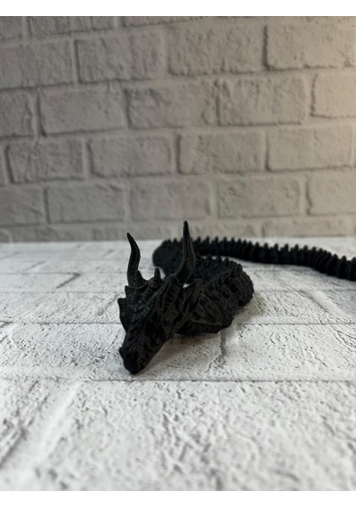 Siyah Hareketli Ejderha Figürü Esnek Gövdeli Dekoratif Tasarım 60 Cm