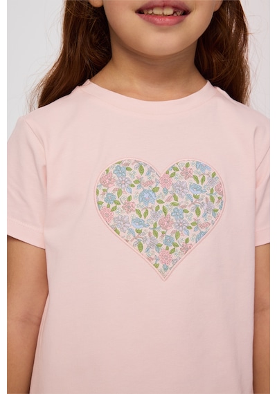 Panço Liberty Kumaş Kısa Kollu Kız Çocuk Tişört Pembe 5621GK05009