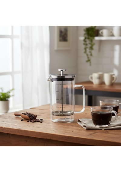 Metal Kapaklı French Press 1000 Ml - Paslanmaz Çelik Çerçeveli Büyük Boy Filtre Kahve Ve Bitki Çayı Demliği Çok Renkli