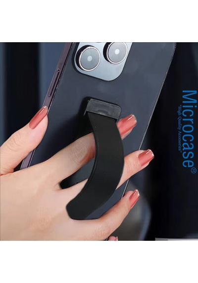 Microcase Telefonlar İçin Standlı Ve Askılıklı El Parmak Tutucu-al4939 Siyah