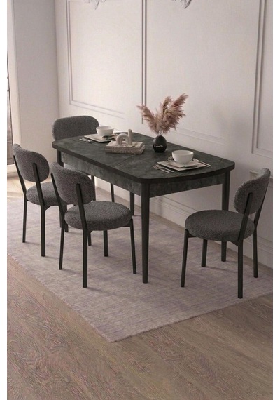 Renlife 4 Kişilik Açılır Mutfak Masa Takımı Yemek Masası Ve Sandalye Seti Metal Ayaklı Aris Antrasit Aris Antraist Renlife 4 Kişilik Açılır Mutfak Masa Takımı Yemek Masası Ve Sandalye Seti Metal Ayaklı Aris Antrasit Aris Antraist