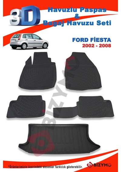Ford Fiesta Hb 2002-2008 Paspas ve Bagaj Havuzu Seti Siyah