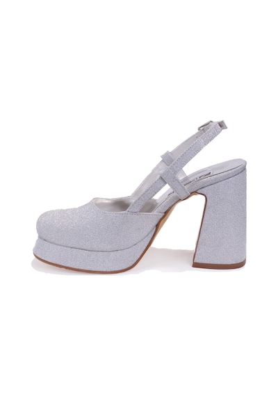 Dagoster Dza07-337560 Gümüş Simli Platform Topuklu Kadın Ayakkabı Gümüş