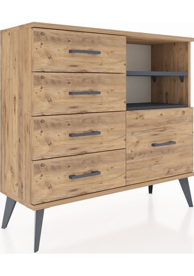 Arges Şifonyer 2 Raflı 5 Çekmeceli 88x30x80 Çam-antrasit/çam Antrasit/çam Arges Şifonyer 2 Raflı 5 Çekmeceli 88x30x80 Çam-antrasit/çam Antrasit/çam