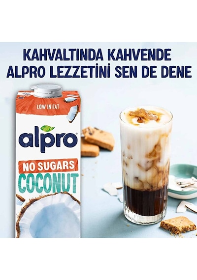 Alpro Şekersiz Hindistan Cevizi Sütü 1 L Vegan Laktozsuz Bitkisel