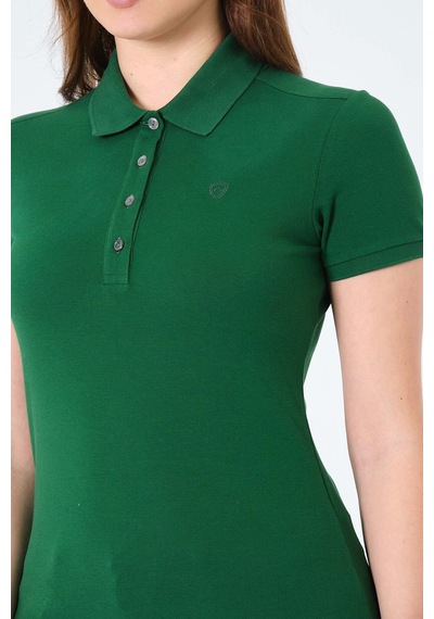 Msw Kadın Kısa Kollu Regular Fit Polo Yaka T-shirt Yeşil
