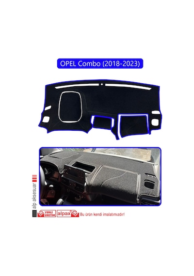 Opel Combo 18+ 2018-2023 Torpido Koruma Halısı Mavi Kenar