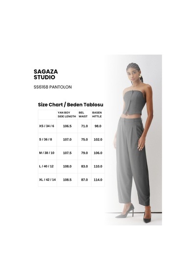 Sagaza Studio Ss6168 Pileli Cep Detaylı Bol Pantolon Antrasit