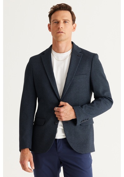 AC&Co / Altınyıldız Classics Erkek Siyah-lacivert Slim Fit Dar Kesim Mono Yaka Diagonal Desenli Ceket Lacivert - Siyah AC&Co / Altınyıldız Classics Erkek Siyah-lacivert Slim Fit Dar Kesim Mono Yaka Diagonal Desenli Ceket Lacivert - Siyah