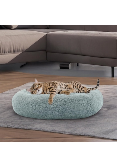 Large Model 65 Cm Puffy Kedi Köpek Yatağı Gri