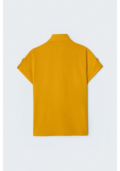 Sateen Kol Detaylı Salaş Gömlek - Safran-137628