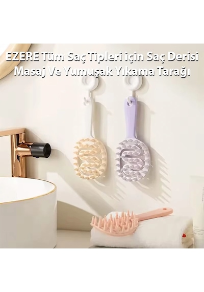Ezere Tüm Saç Tipleri İçin Saç Derisi Masaj Ve Yumuşak Yıkama Tarağı- 5775