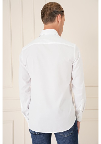Efor Slim Fit %100 Pamuk Non Iron Kumaş Klasik Beyaz Gömlek Gk 735 Beyaz