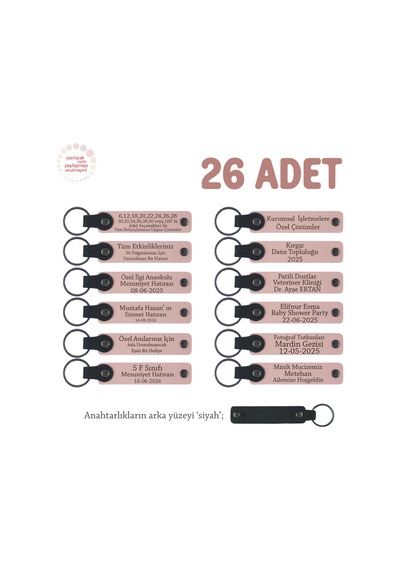 Eğitim Koçluğu Programı Katılımcılarına, 26'lı Set, Özel İsim Yazılı Anahtarlık, Pudra & Siyah