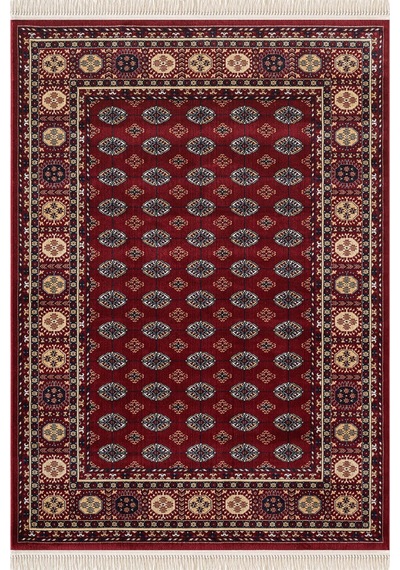 Cotto Home Fesane Fn003j Bordo Pamuk Taban Afgan Desenli Salon Oturma Odası Halısı