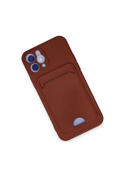 Newface Apple İphone 12 Kılıf Kelvin Kartvizitli Silikon - Bordo