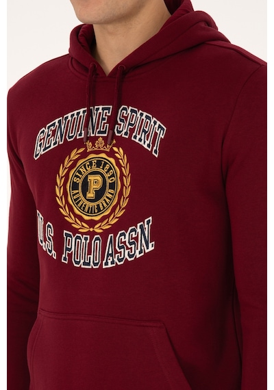 U.S. Polo Assn. Erkek Regular Fit Kapüşonlu Şardonlu Bordo Sweatshirt 50308999-VR014
