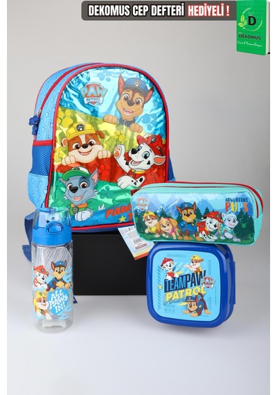 X Dekomus Lisanslı Paw Patrol Pawsome Squad 35 Cm Küçük Boy Anaokul,termoslu Beslenme Ve Kalem Çantası,beslenme Kabı,500 Ml Matara Seti Altın