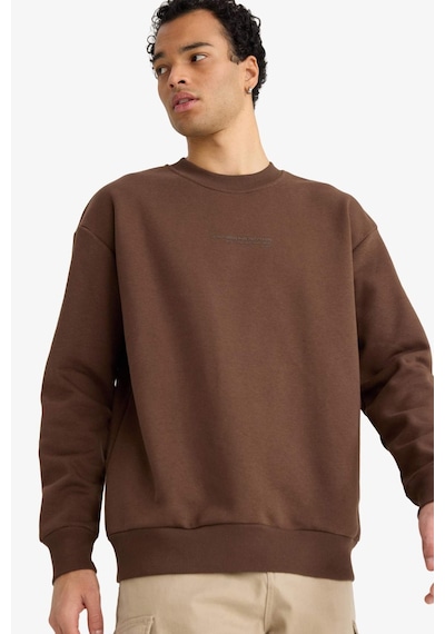 Defacto Boxy Fit Bisiklet Yaka Baskılı Sweatshirt X8282az25aubn539 Kahve-bn539