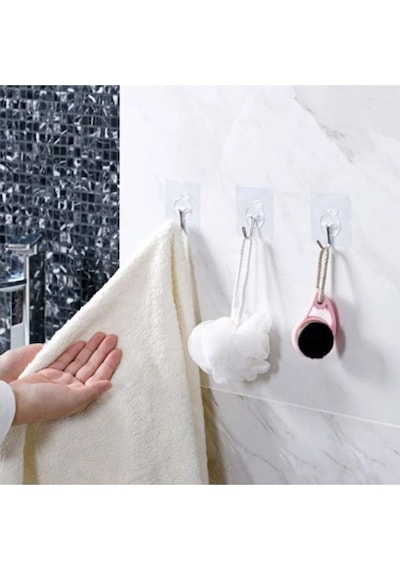 Kendinden Yapışkanlı 15 Adet Askı Şeffaf Banyo Mutfak Havlu Askısı Tekli Askı 6 6 Cm Renkli