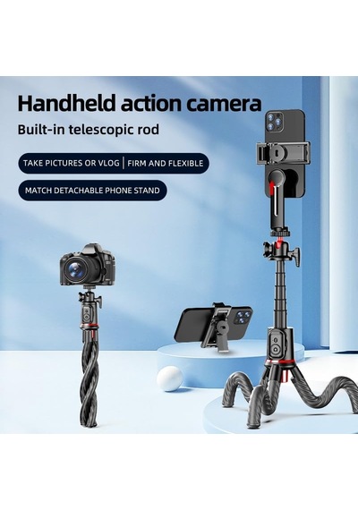 Uzatılabilir Ahtapot Tripod Selfie Çubuğu, Kablosuz Kumanda, 360 Bilyalı Başlık, Esnek Ayaklı, Telefon Ve Aksiy Diğer Uzatılabilir Ahtapot Tripod Selfie Çubuğu, Kablosuz Kumanda, 360 Bilyalı Başlık, Esnek Ayaklı, Telefon Ve Aksiy Diğer