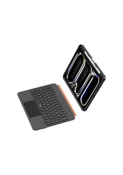 Apple Uyumlu iPad  Pro 13 2024 Wiwu Mk-007 Combo Pro Kalem Bölmeli Klavyeli Standlı Kılıf Siyah Klavyeli Kılıf