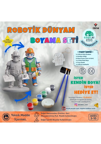 Codlaı Kids Robotik Dünyam 3d Boyama Seti - Çocuklar İçin Eğitici Yaratıcı Oyuncak Boyama Kiti - Mühendis Robot