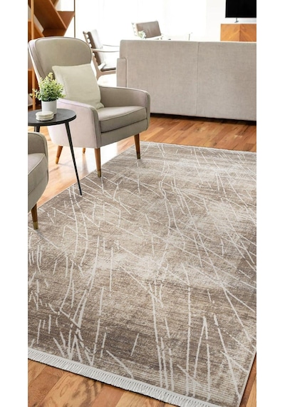 By Özer Halı Bej Renk Kahve Bordürlü Modern Stil Karmen Halı Etro Et010a Salon Halısı Çok Renkli