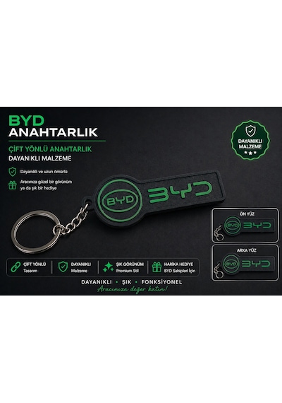 Byd Anahtarlık , Byd Logolu Çift Yönlü Araç Anahtarlık - Hediyelik Byd Araba Anahtarlığı