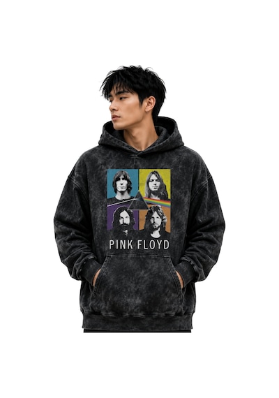 Sevbano Pink Floyd Müzik Grubu Baskılı Unisex Oversize Yıkamalı Premium H Siyah