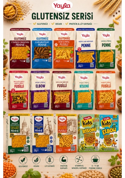 15 Li Doğal Glutensiz Makarna Serisi,vegan Protein Ve Lif Kaynağı Makarnalar