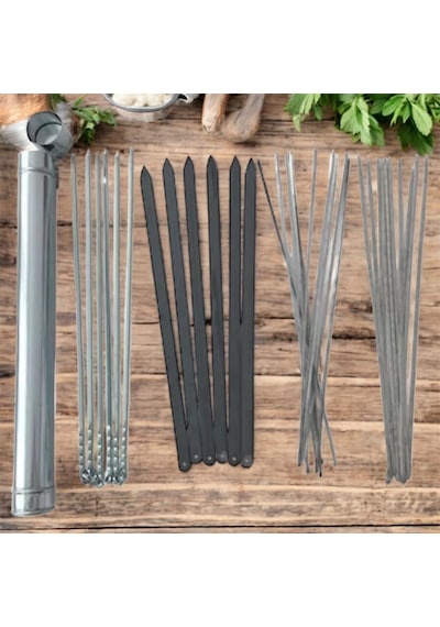 Mangal Seti 33 Parça -10 Ciğer Şişi,10 Kuşbaşı Şişi,6 Adana Kebap Şişi ,6 Patlıcan Şiş,şiş Kabı