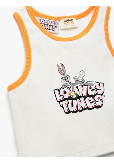 Koton Bugs Bunny Baskılı Ribanalı Lisanslı Bisiklet Yaka Atlet Ekru 5skg30120ak Ekru