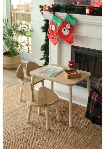 Mickey Fare 1 Masa + 2 Sandalye (Çocuklar için Yaz-Sil Montessori Aktivite ve Etkinlik Masa Sandalye Takımı)