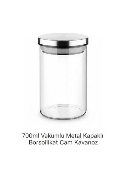 1 Adet 700ml Vakumlu Metal Kapaklı Borosilikat Cam Kavanoz 8.5cm 15cm 7009