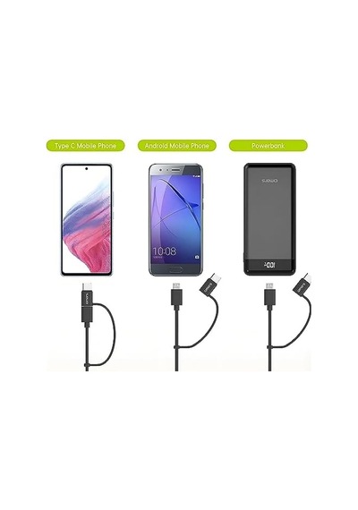 2'si 1 Arada Type-c Micro Usb Şarj Ve Data Kablosu 1.2 Metre