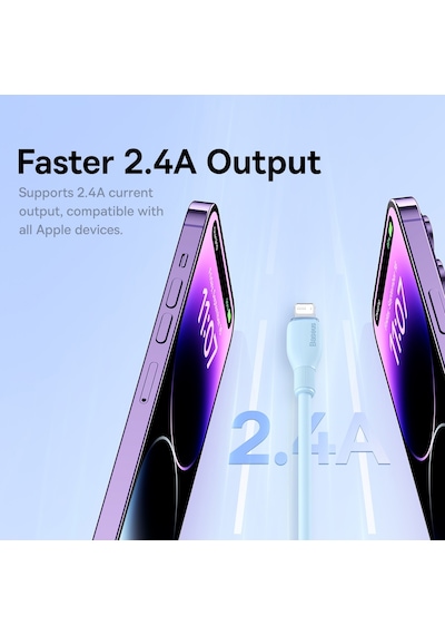 Baseus Puding Serisi 2.4a Usb - 8 Pin Hızlı Şarj Veri Kablosu, Uzunluk: 1.2m Mavi