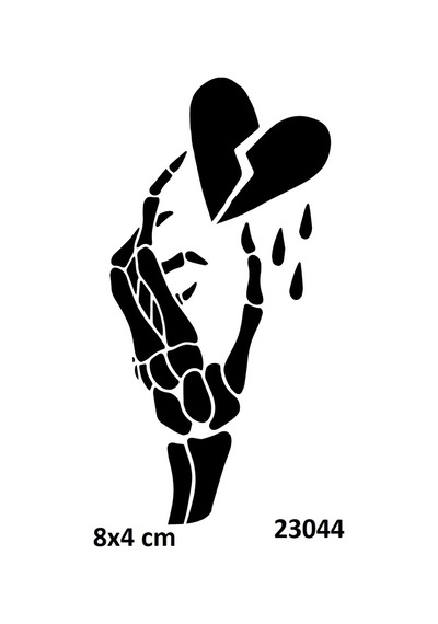 Airbrush Tattoo İskelet Ve Kırık Kalp Yapışkanlı Stencil Süsleme Ve Boyama Kalıbı